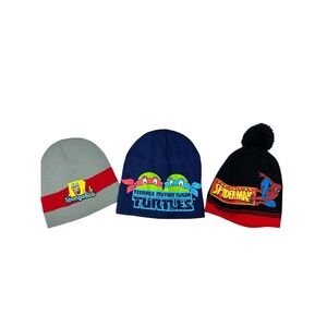 SpongeBob‎ TMNT Spider-Man Boys Beanie Bundle Kids Winter Hats Character Warm